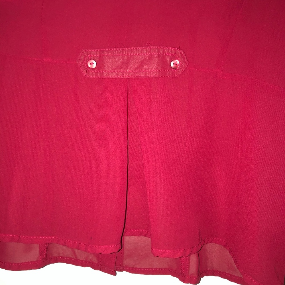 Red Mesh Flowy Cinched Button Down - image 3